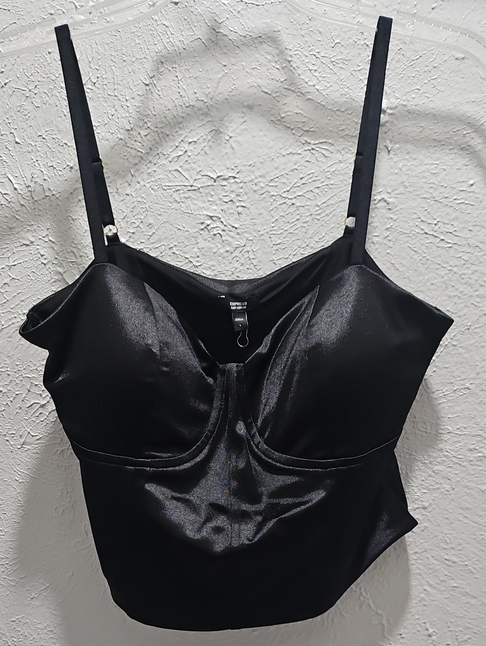 Express Black Satin Bustier Crop Top